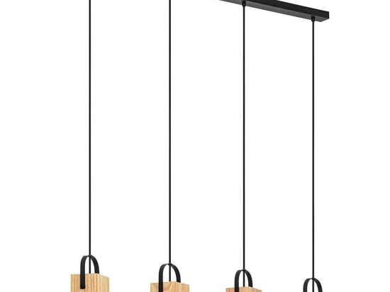 Φωτιστικό Οροφής - Ράγα Ayles 43748 93x8,5x110cm 4xGU10 3W Black-Brown Eglo Ατσάλι,Ξύλο