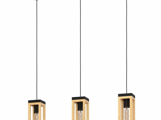 Φωτιστικό Οροφής - Ράγα Sherburn 43744 80x10x110cm 3xΕ27 40W Black-Brown Eglo Ατσάλι,Ξύλο