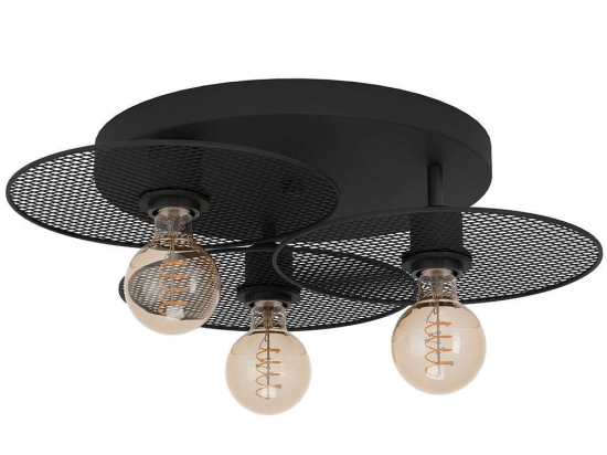 Φωτιστικό Οροφής - Πλαφονιέρα Ikeston 43728 Φ53x13cm 3xE27 40W Black Eglo Ατσάλι
