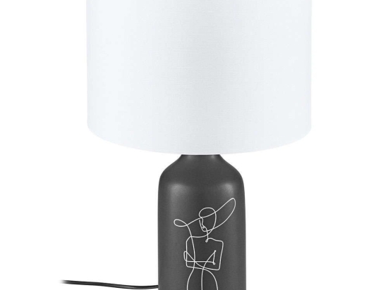 Φωτιστικό Επιτραπέζιο Vinoza 43823 Φ30x53,5cm 1xΕ27 40W Black-White Eglo Κεραμικό,Ύφασμα