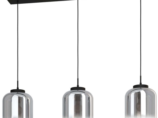Φωτιστικό Οροφής - Ράγα Bulciago 390104 126x25x150cm 3xE27 40W Black-Smoke Eglo Ατσάλι,Γυαλί