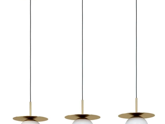 Φωτιστικό Οροφής - Ράγα Arenales 39953 110x27,5x150cm 3xE27 40W Brass-White Eglo Ατσάλι,Οπαλίνα