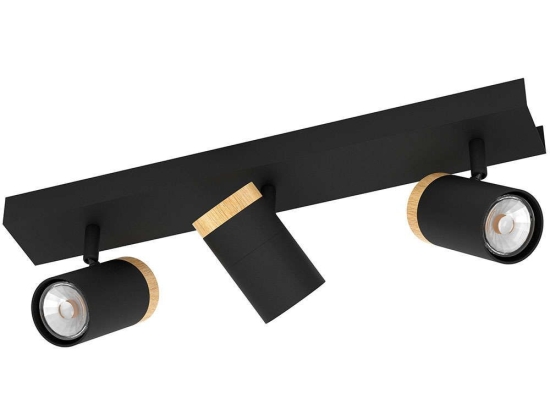 Φωτιστικό Οροφής - Πλαφονιέρα Cartagena 39648 46x6,5cm 3xGu10 4,5W Black-Brown Eglo Ατσάλι,Ξύλο