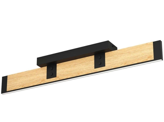 Φωτιστικό Οροφής - Πλαφονιέρα Caminarro 390224 77,5x8x11,5cm Dim Led 3240lm 27W 3000K Black-Brown Eglo Ατσάλι,Ξύλο
