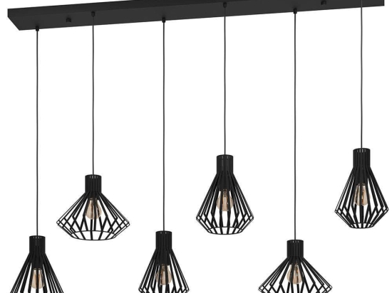 Φωτιστικό Οροφής - Ράγα Basidano 390126 142,5x37x150cm 6xE27 40W Black Eglo Ατσάλι
