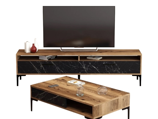 ΣΥΝΘΕΣΗ ΣΑΛΟΝΙΟΥ ΜΕΛΑΜΙΝΗΣ 2ΤΜΧ ΚΑΡΥΔΙ-BLACK MARBLE HM11855.01
