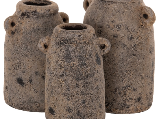 ΔΙΑΚΟΣΜΗΤΙΚA ΣΕΤ 3ΤΜΧ ΒΑΖA ΑΠΟ TERRACOTTA ΓΚΡΙ HM7710.11 Φ12Χ22Υ εκ