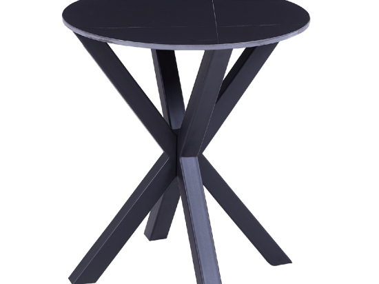 ΒΟΗΘΗΤΙΚΟ ΤΡΑΠΕΖΑΚΙ ΣΤΡΟΓΓΥΛΟ HM9473.04 BLACK MARBLE ΕΠΙΦΑΝΕΙΑ ΜΑΥΡΗ ΒΑΣΗ Φ50x55Yεκ.
