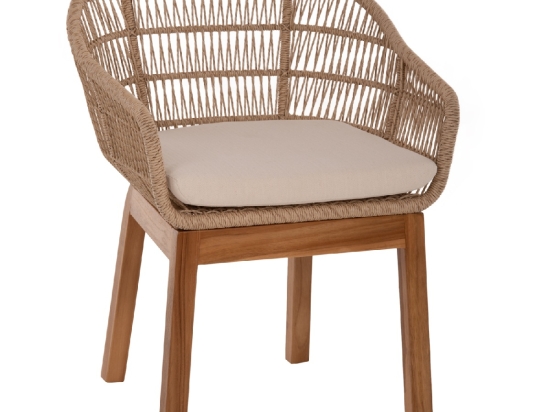 ΠΟΛΥΘΡΟΝΑ AMORA HM9567 TEAK ΠΟΔΙΑ ΣΚΕΛΕΤΟΣ ΑΛΟΥΜΙΝΙΟΥ & POLYRATTAN 64x60x87Yεκ.