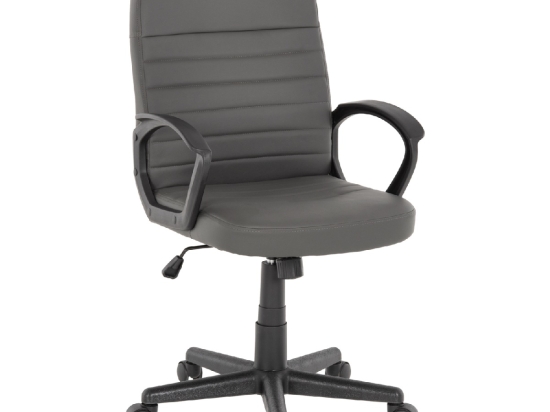 ΚΑΡΕΚΛΑ ΓΡΑΦΕΙΟΥ THEONI HM1189.10 PU ΔΕΡΜΑ ΓΚΡΙ ΧΡΩΜΑ-ΜΑΥΡΑ ΜΠΡΑΤΣΑ 55x65x100Υεκ.