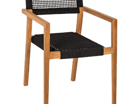ΠΟΛΥΘΡΟΝΑ CHARLOTTE HM9637.02 ΞΥΛΟ TEAK ΦΥΣΙΚΟ & ΜΑΥΡΟ ΣΧΟΙΝΙ 59x54x83Y εκ.