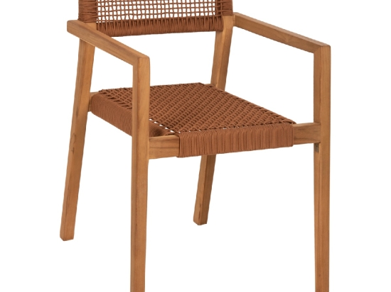 ΠΟΛΥΘΡΟΝΑ CHARLOTTE HM9637.01 ΞΥΛΟ TEAK ΦΥΣΙΚΟ & ΚΑΦΕ ΣΧΟΙΝΙ 59x54x83Y εκ.