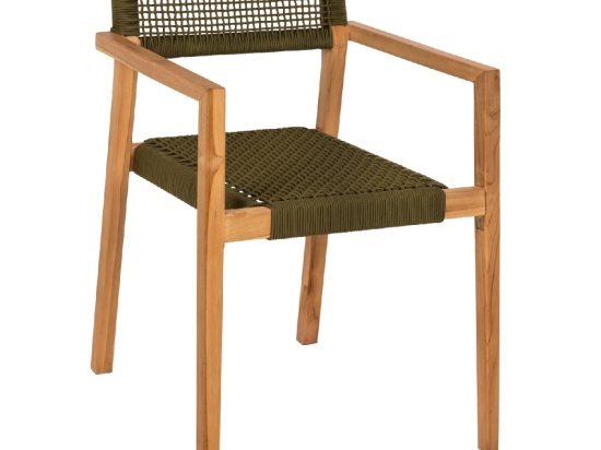 ΠΟΛΥΘΡΟΝΑ CHARLOTTE HM9637.05 ΞΥΛΟ TEAK ΦΥΣΙΚΟ & ΠΡΑΣΙΝΟ ΣΧΟΙΝΙ 59x54x83Y εκ.