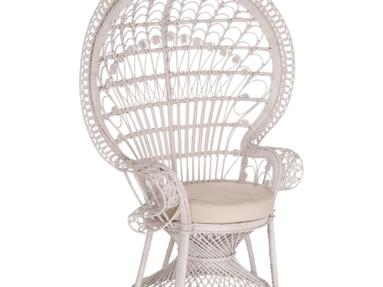 ΠΟΛΥΘΡΟΝΑ ROYAL PEACOCK HM9342.02 RATTAN ΣΕ ΛΕΥΚΟ-ΜΑΞΙΛΑΡΙ ΛΕΥΚΟ 114x72x150Yεκ.