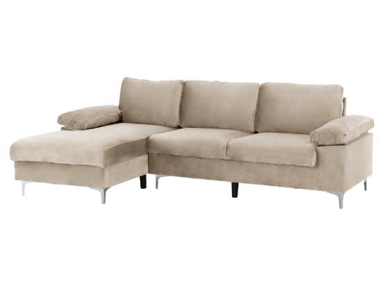 ΚΑΝΑΠΕΣ ΑΡΙΣΤΕΡΗ ΓΩΝΙΑ EMILIA HM3236.02L ΒΕΛΟΥΔΟ ΣΕ ΜΠΕΖ ΧΡΩΜΑ 260x71-134x74-85Υεκ.