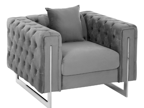 ΠΟΛΥΘΡΟΝΑ τ.CHESTERFIELD MOBAR HM3261.01 ΓΚΡΙ ΒΕΛΟΥΔΟ-ΜΕΤΑΛΛΙΚΑ ΠΟΔΙΑ 99x86,5x77Υεκ.