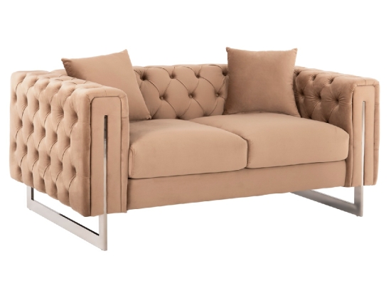 ΚΑΝΑΠΕΣ τ.CHESTERFIELD MOBAR HM3262.03 ΜΠΕΖ ΒΕΛΟΥΔΟ-ΜΕΤΑΛΛΙΚΑ ΠΟΔΙΑ 154x85x68Υεκ