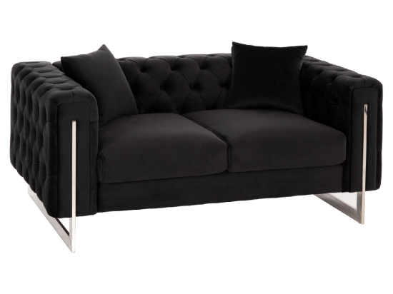 ΚΑΝΑΠΕΣ τ.CHESTERFIELD MOBAR HM3262.04 ΜΑΥΡΟ ΒΕΛΟΥΔΟ-ΜΕΤΑΛΛΙΚΑ ΠΟΔΙΑ 154x85x68Υεκ