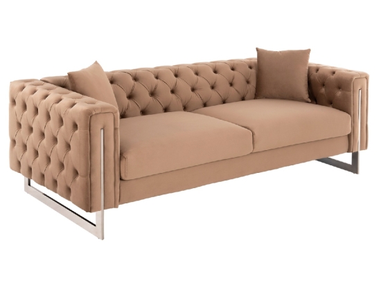 ΚΑΝΑΠΕΣ τ.CHESTERFIELD MOBAR HM3263.03 ΜΠΕΖ ΒΕΛΟΥΔΟ-ΜΕΤΑΛΛΙΚΑ ΠΟΔΙΑ 212x87x68Υεκ