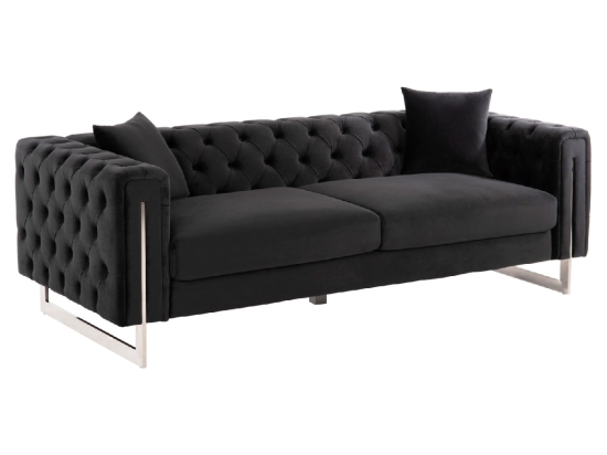 ΚΑΝΑΠΕΣ τ.CHESTERFIELD MOBAR HM3263.04 ΜΑΥΡΟ ΒΕΛΟΥΔΟ-ΜΕΤΑΛΛΙΚΑ ΠΟΔΙΑ 212x87x68Υεκ