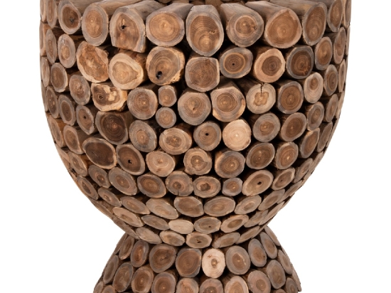 ΤΡΑΠΕΖΙ BAR ΣΤΡΟΓΓΥΛΟ LEEROY HM9806 KOMMATIA ΞΥΛΟΥ TEAK Φ900x103Υεκ.