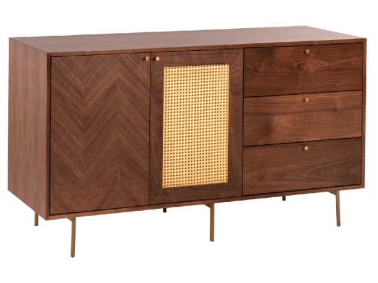 ΜΠΟΥΦΕΣ MEEN HM9735 MDF ΜΕ ΦΥΣΙΚΟ ΚΑΠΛΑΜΑ ΚΑΡΥΔΙΑΣ-ΧΡΥΣΑ ΜΕΤΑΛΛΙΚΑ ΠΟΔΙΑ 150x40x80Υεκ