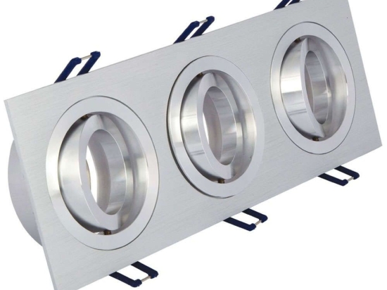 Σποτ Χωνευτό Τριπλό VK/03014G/3/AL 25,5x9,3x2,8cm 3xGU10 35W Silver VKLed Ορθογώνιο