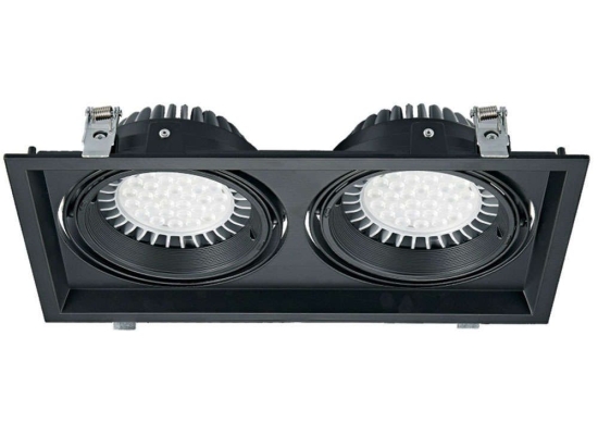 Σποτ Χωνευτό Διπλό VK/03116/2/B 32,5x17,5x4.5cm 2xGU10/G53 50W Black VKLed Ορθογώνιο