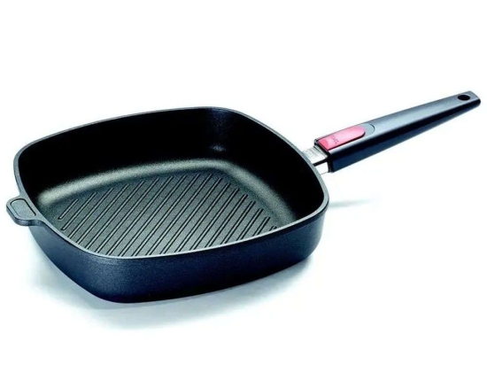 Τηγάνι - Γκριλιέρα Αντικολλητική Titanium Nowo 28x28cm Black Woll 28cm Αλουμίνιο