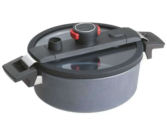 Χύτρα Χαμηλής Πίεσης Αντικολλητική Diamond Active Lite 24cm 4lt Grey Woll 4lt Αλουμίνιο