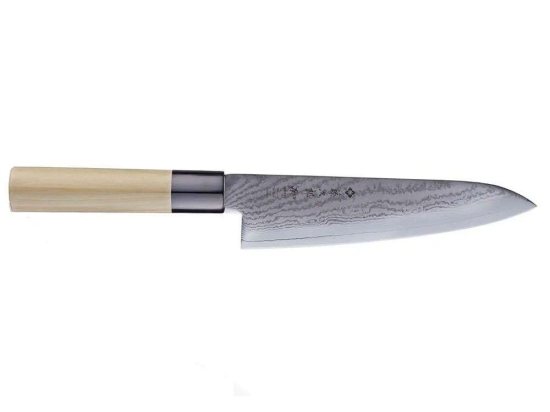 Μαχαίρι Chef Shippu FD-593 18cm Από Δαμασκηνό Ατσάλι Silver-Natural Tojiro Ατσάλι,Ξύλο