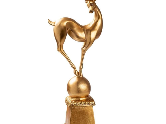 Διακοσμητικό Ελάφι Deer Pose 565TNL1216 15x22x63cm Gold Aberto Design Πολυέστερ