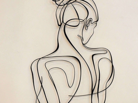 Διακοσμητικό Τοίχου Woman Silhouette 507ATP1142 48x87cm Black Wallity Ατσάλι