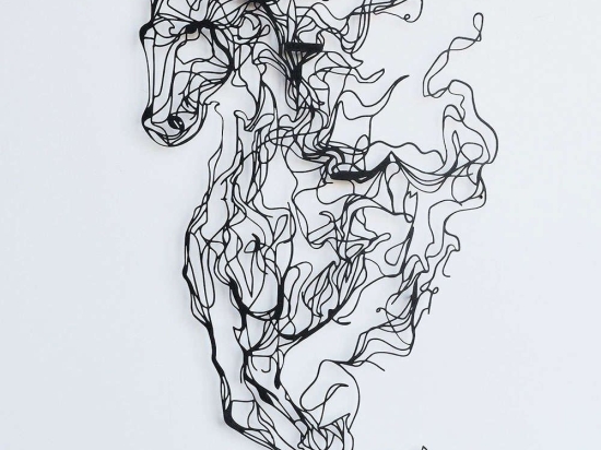 Διακοσμητικό Τοίχου Horse Line 507ATP1157 41x66cm Black Wallity Ατσάλι