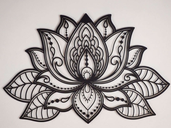 Διακοσμητικό Τοίχου Lotus 507ATP1133 59x91cm Black Wallity Ατσάλι