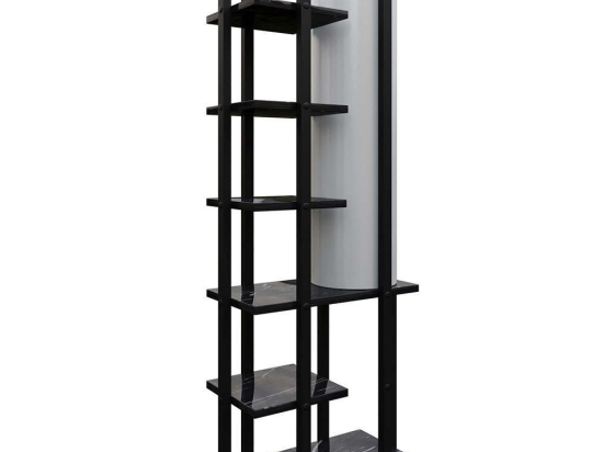 Φωτιστικό Δαπέδου Με Ραφάκια Moda Dor 390FLH2153 45x25x135cm E27 60W Black-White Opviq