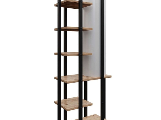 Φωτιστικό Δαπέδου Με Ραφάκια Moda Dor 390FLH2155 45x25x135cm E27 60W Black-Natural Opviq