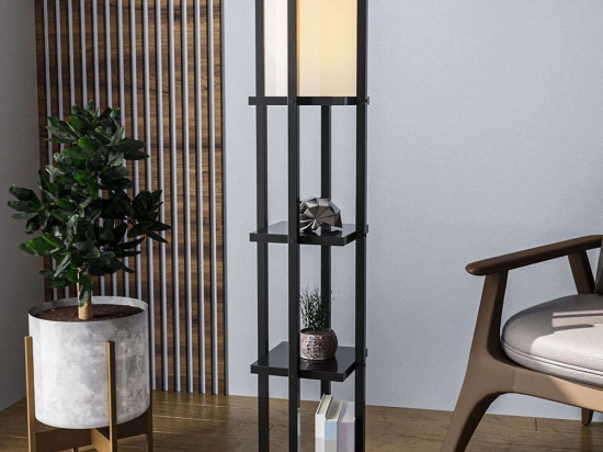 Φωτιστικό Δαπέδου Με Ραφάκια Shelf 892OPV1153 25x25x130cm E27 Max 40W Black Opviq