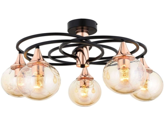 Φωτιστικό Οροφής - Πλαφονιέρα 683AVN1129 Φ60x31cm 5xE27 6W Black-Bronze Opviq