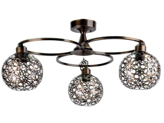 Φωτιστικό Οροφής - Πλαφονιέρα Olimpiyat 759LMP1443 Φ55x30cm 3xE27 60W Gold-Black Opviq