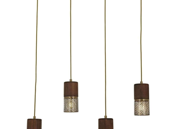 Φωτιστικό Οροφής - Ράγα 301AUR1236 80x9x110cm 4xE27 60W Walnut-Gold Opviq