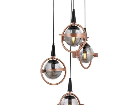 Φωτιστικό Οροφής 301AUR1343 Φ35x100cm 4xE14 40W Black-Copper Opviq