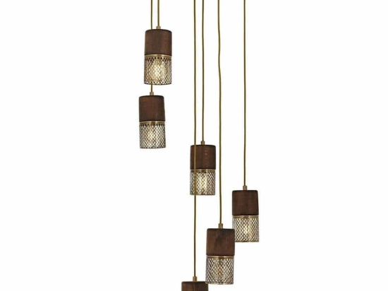 Φωτιστικό Οροφής 301AUR1237 Φ40x140cm 6xE27 60W Walnut-Gold Opviq