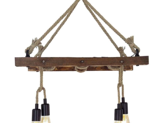 Φωτιστικό Οροφής Merdiven 806ALD1492 60x34x80cm 4xE27 40W Walnut-Black Opviq