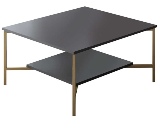 Τραπέζι Σαλονιού Line 618BLY1151 80x80x40cm Anthracite-Gold