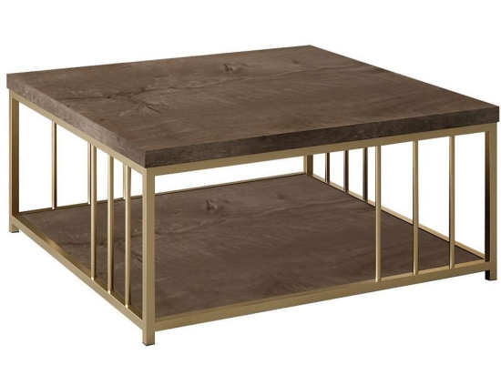 Τραπέζι Σαλονιού Zenn 618BLY1135 90x90x40cm Walnut-Gold
