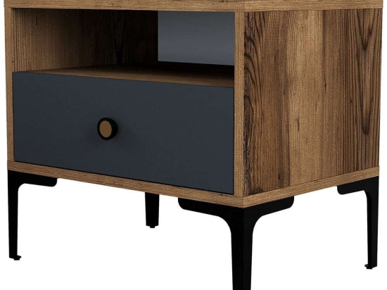 Κομοδίνο Lizbon 845HCT2501 56x40x50,8cm Walnut-Anthracite
