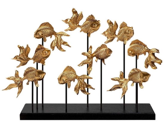 Διακοσμητικό Επιτραπέζιο Goldfish 565TNL1207 42x10x28cm Black-Gold Aberto Design Πολυέστερ
