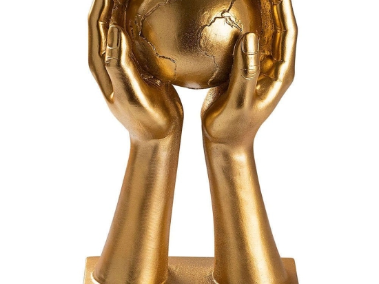 Διακοσμητικό Επιτραπέζιο Global 565TNL1174 18x9x30cm Gold Aberto Design Πολυέστερ