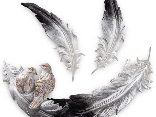 Διακοσμητικό Τοίχου Love Birds 565TNL1182 41x4x21/26x2x8cm White-Black Aberto Design Πολυέστερ